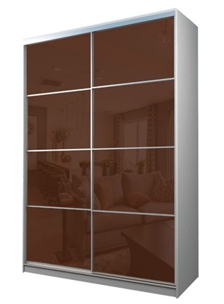Шкаф 2-х дверный MAX МШ-23-6-16-22, Профиль Серебро/Цвет Белый/Oracal Шоколад в Магадане - изображение