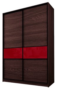 Шкаф 2-х створчатый MAX МШ-23-6-16-99, Профиль Черный/Цвет Венге/Стекло с пленкой Oracal бургунди в Магадане
