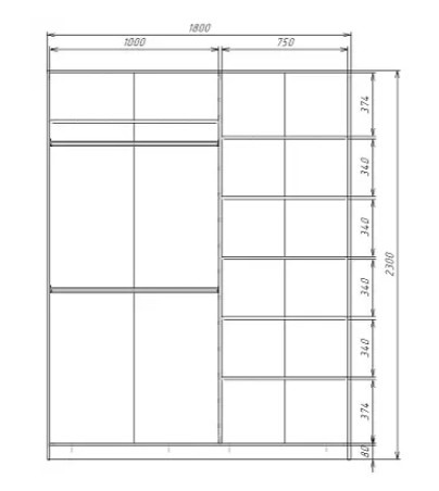 Шкаф 2-х створчатый MAX МШ-23-6-18-11, Профиль Черный/Цвет Белый в Магадане - изображение 2