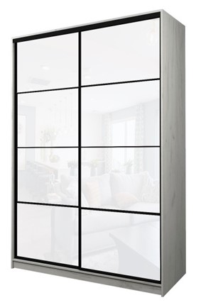 Шкаф 2-х створчатый MAX МШ-25-6-18-22, Профиль Черный/Цвет Дуб Крафт белый/Oracal Белый в Магадане - изображение