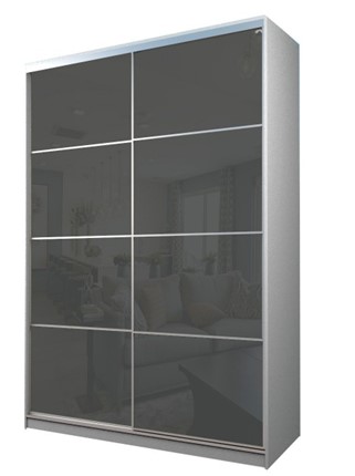 Шкаф 2-х дверный MAX МШ-25-6-18-22, Профиль Серебро/Цвет Белый/Oracal Темно-серый в Магадане - изображение