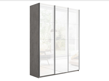 Шкаф-купе 3-х створчатый Прайм (3 Белое стекло) 1800x570x2300, бетон в Магадане
