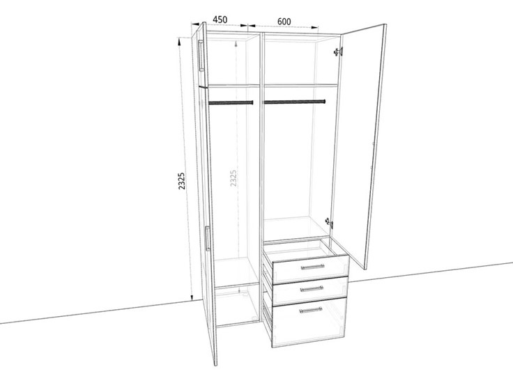 Распашной шкаф 1050х500х2325мм (10501) Белый/Жемчуг в Магадане - изображение 1