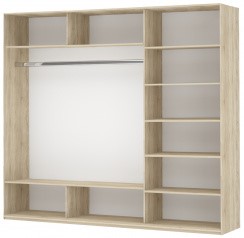Шкаф Прайм (Белое стекло/Зеркало/Белое стекло) 1800x570x2300, дуб сонома в Магадане - предосмотр 1