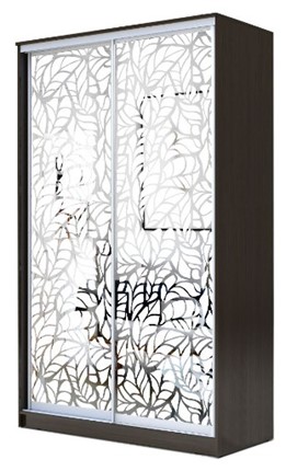 Шкаф 2-х створчатый 2200х1200х620 два зеркала, "Листья" ХИТ 22-12-66-17 Венге в Магадане - изображение