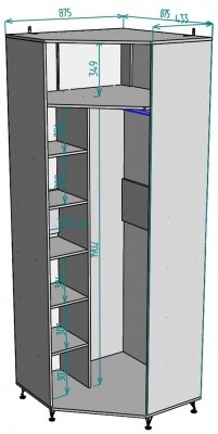 Угловой шкаф распашной Лофт H129, Венге-ДМ в Магадане - изображение 1