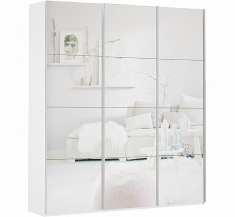 Шкаф Прайм (3 зеркало) 1800x570x2300, белый снег в Магадане - изображение