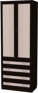 Шкаф 2-х створчатый 103 со штангой, цвет Венге в Магадане - изображение