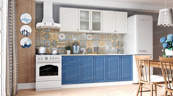 Модульный кухонный гарнитур Хозяюшка Магнолия-деним 2,0 м МДФ в Магадане - изображение