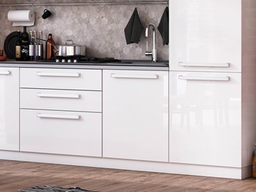 Модульный кухонный гарнитур Герда 2600 (Белый/Белый глянец) в Магадане - предосмотр 6
