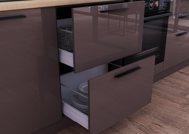Кухонный гарнитур Герда 2600 (Черный/Антрацит глянец) в Магадане - изображение 5