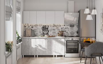 Кухонный гарнитур КГ-1 1800, белый/белый/цемент светлый/антарес в Магадане