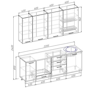Модульный кухонный гарнитур Антрацит-2200 в Магадане - предосмотр 1
