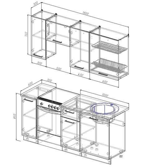 Модульный кухонный гарнитур Антрацит-1800 в Магадане - изображение 1