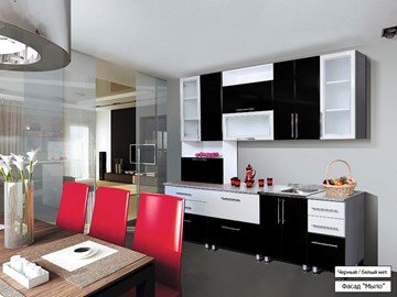 Модульный кухонный гарнитур Мыло 224 2600, цвет Черный/Белый металлик в Магадане - предосмотр