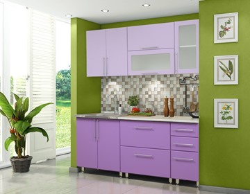Кухонный гарнитур Мыло 224 2000х718, цвет Фиолет/Пастель фиолет в Магадане - предосмотр