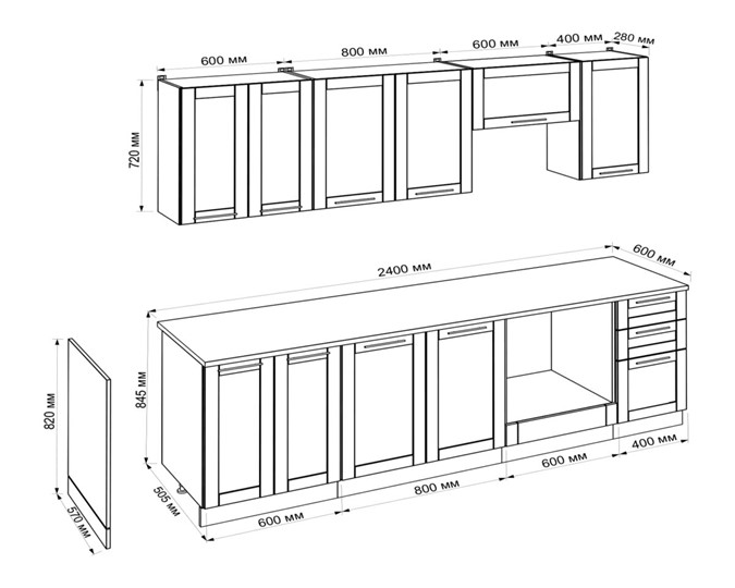 Кухонный гарнитур К12-12 Долан (Акация Белая) в Магадане - изображение 2