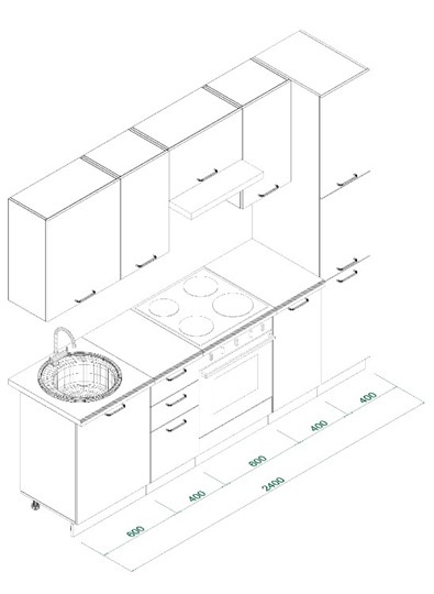 Кухонный гарнитур МК ТЕХНО Комплект №8 2,4м ПВХ Оленна в Магадане - изображение 8