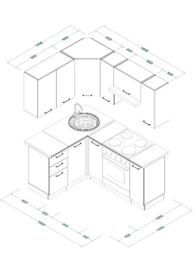 Гарнитур кухонный МК ТЕХНО Комплект №9 1,4х1,8м угловая ПВХ Оленна в Магадане - изображение 9
