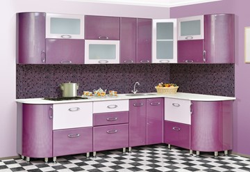 Модульная кухня Мыло 128 2700х1500, цвет Фиолет/Пастель фиолет в Магадане - предосмотр