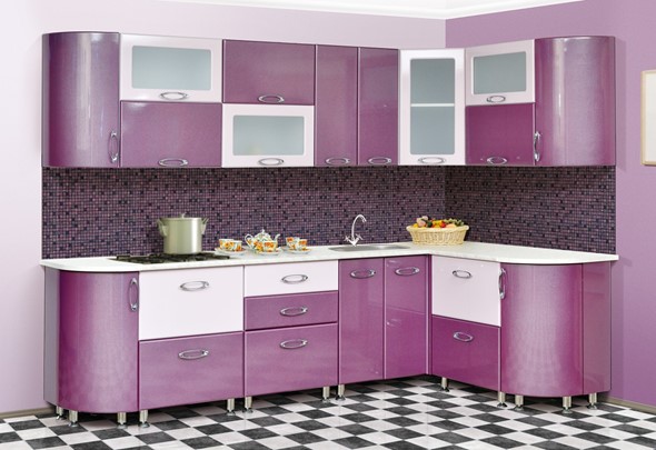 Модульная кухня Мыло 128 2700х1500, цвет Фиолет/Пастель фиолет в Магадане - изображение