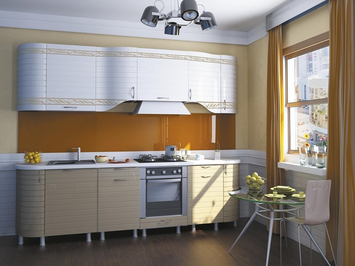 Кухонный гарнитур Анастасия цвет капучино 2 (260 см) в Магадане - изображение