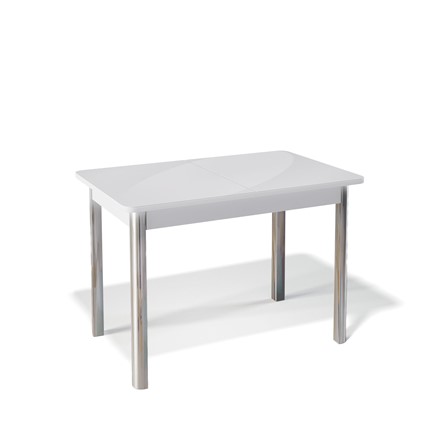 Обеденный раздвижной стол Kenner 1100S (Хром/Белый/Стекло белое глянец) в Магадане - изображение