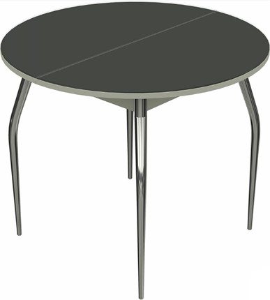 Кухонный стол раздвижной Ривьера исп. круг хром №5 (стекло черное/белый) в Магадане - изображение