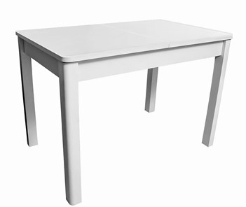Раздвижной стол Айсберг-07 СТ1, белое ЛДСП/стекло белое/прямые массив белый в Магадане - предосмотр