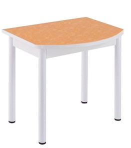 Кухонный пристенный стол НСПГ-02 ПЛ1, цветы манго/белое ЛДСП/36 прямые трубки крашеные белый в Магадане