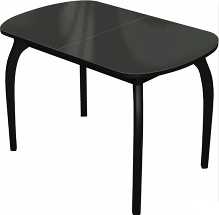 Кухонный стол раздвижной Ривьера мини дерево №1 (стекло черное/черный) в Магадане - изображение