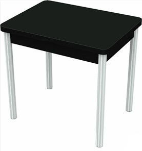 Кухонный стол раздвижной Бари хром №6 (стекло черное/черный) в Магадане - предосмотр