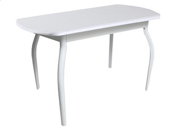 Обеденный стол ПГ-06 ЛДСП, белый ЛДСП/32 гнутые крашеные металл белый в Магадане