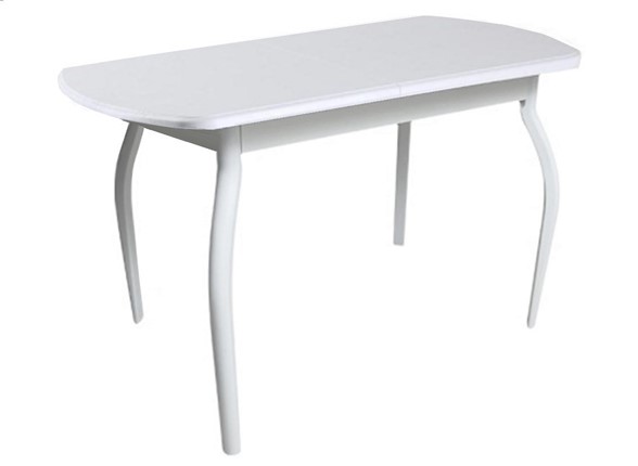 Обеденный стол ПГ-06 ЛДСП, белый ЛДСП/32 гнутые крашеные металл белый в Магадане - изображение