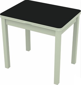 Обеденный раздвижной стол Бари дерево №8 (стекло черное/белый) в Магадане - предосмотр