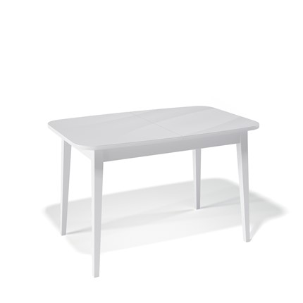 Кухонный раскладной стол Kenner 1200M (Белый/Стекло белое глянец) в Магадане - изображение