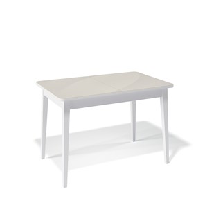 Обеденный раздвижной стол Kenner 1100M (Белый/Стекло крем глянец) в Магадане
