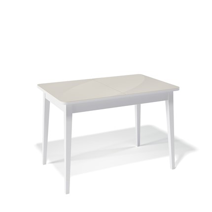 Обеденный раздвижной стол Kenner 1100M (Белый/Стекло крем глянец) в Магадане - изображение