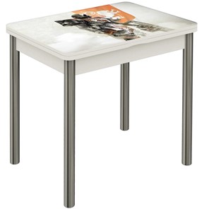 Кухонный раскладной стол Бари хром №6 (Exclusive h190/белый) в Магадане