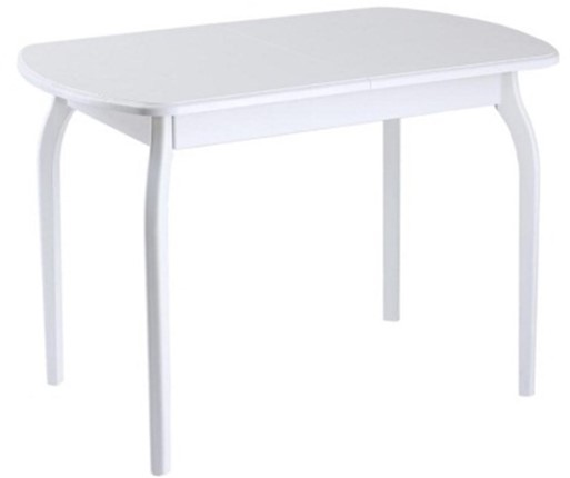Кухонный обеденный стол ПГ-04 ЛДСП, белый ЛДСП/45 гнутые массив белый в Магадане - изображение