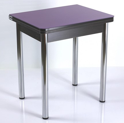 Кухонный пристенный стол СПА-02 СТ2, венге ЛДСП/стекло фиолетовый/39 прямые трубки хром в Магадане - изображение