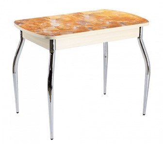 Кухонный стол раскладной ПГ мини СТФ, дуб молочный лдсп/оникс/35 хром гнутые в Магадане