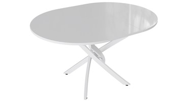 Обеденный раздвижной стол Diamond тип 3 (Белый муар/Белый глянец) в Магадане - предосмотр 1
