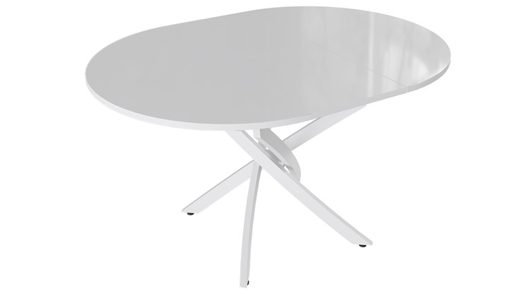 Обеденный раздвижной стол Diamond тип 3 (Белый муар/Белый глянец) в Магадане - изображение 1