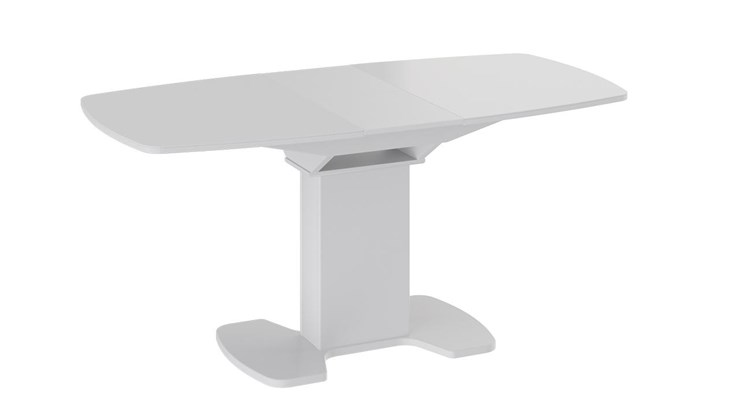 Кухонный стол раздвижной Портофино (СМ(ТД)-105.02.11(1)), цвет Белый глянец/Стекло белое в Магадане - изображение 1