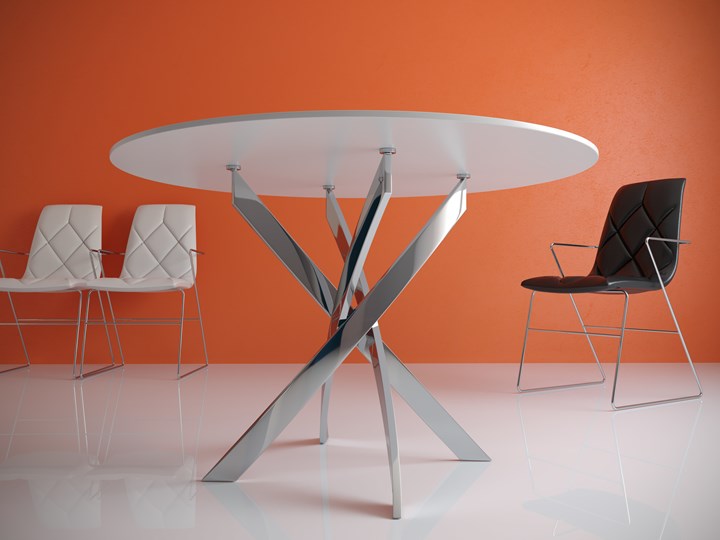 Обеденный стол Kenner R1000 (Хром/Стекло белое глянец) в Магадане - изображение 1