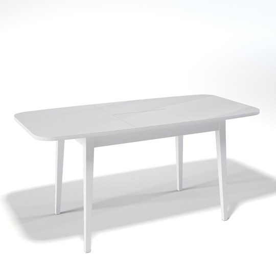 Кухонный раскладной стол Kenner 1200M (Белый/Стекло белое глянец) в Магадане - изображение 1