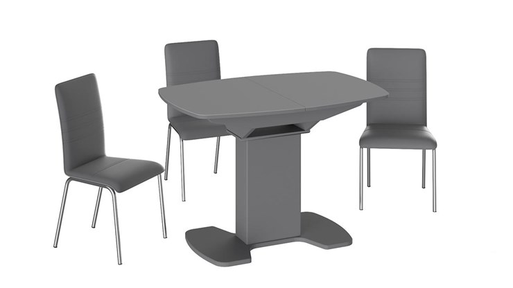 Раздвижной стол Портофино (СМ(ТД)-105.01.11(1)), цвет Серое/Стекло серое матовое LUX в Магадане - изображение 2