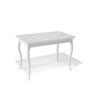 Кухонный стол раскладной Kenner 1100C (Белый/Стекло белое глянец) в Магадане