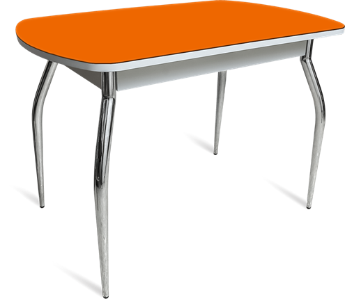 Стол ПГ-04 СТ белое/оранжевое/хром фигурные в Магадане - изображение